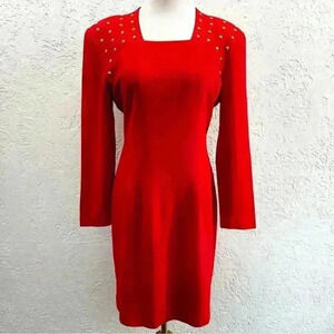 Bugardi red sheath dress with‎ star embellishments size 10